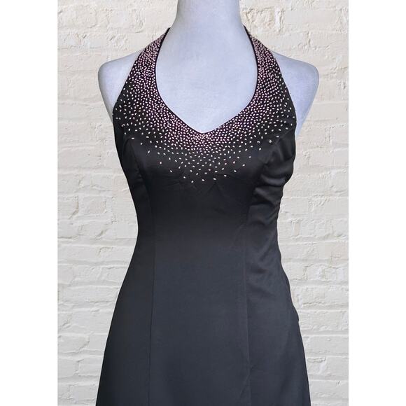 Vintage Y2K 90s Black Pink Strapless Prom Dress S 2 3 4 Whimsigoth Dark Fairy - Picture 5 of 9